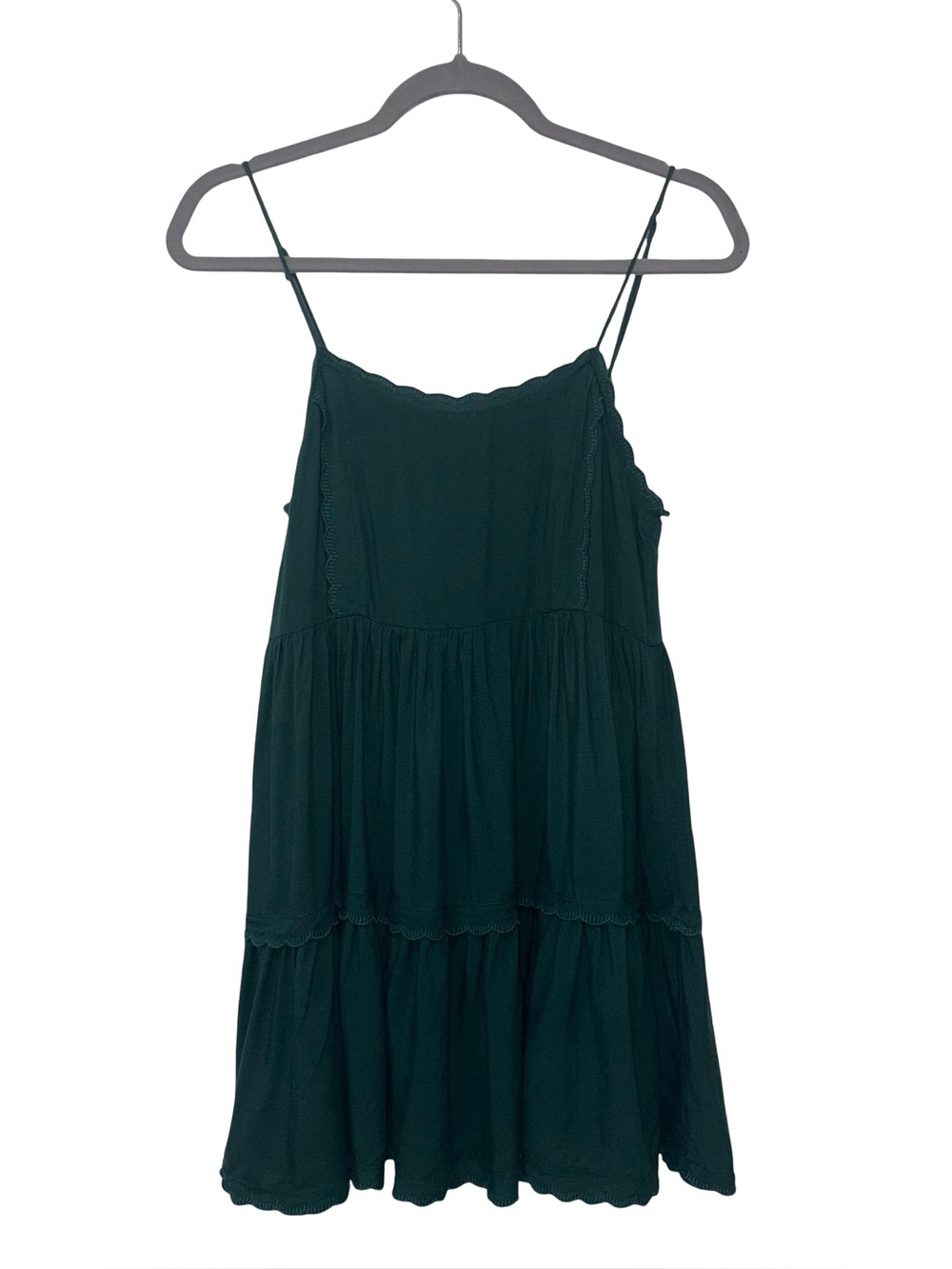 Urban Outfitters XS Green Tiered Babydoll Mini Dress Boho Flowy Cami Dress